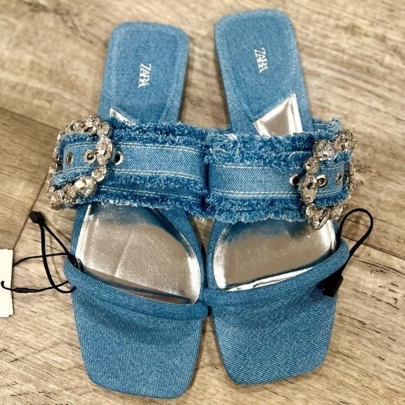 ZARA Embellished Slides NWT - Picture 9 of 16
